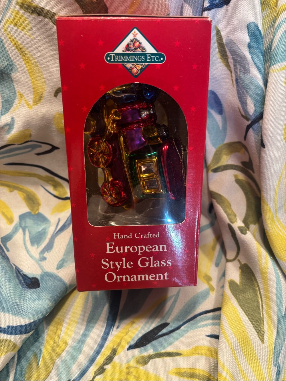 Vintage Hand Crafted European Style Glass Ornament - Train Multicolor